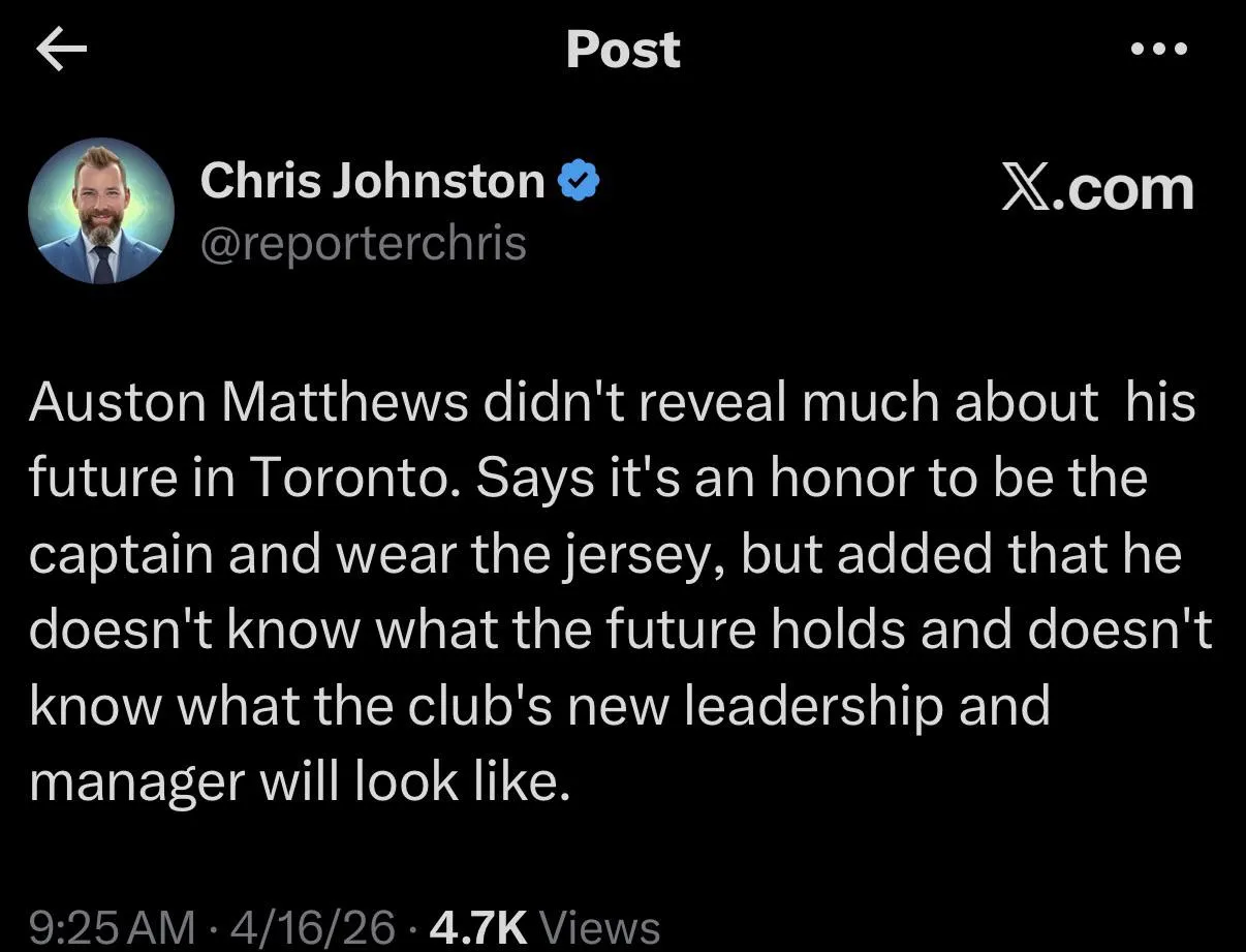 Future murky for Maple Leafs captain Auston Matthews - Article News sur NHL Insight