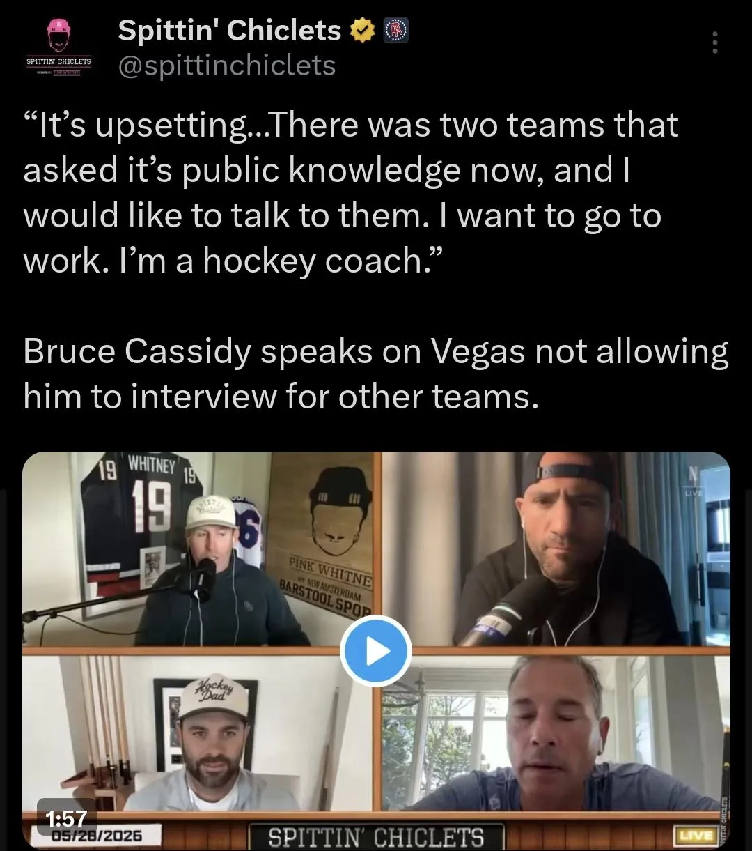 Vegas blocks Cassidy interviews as Oilers, Kings wait - Article Analysis sur NHL Insight