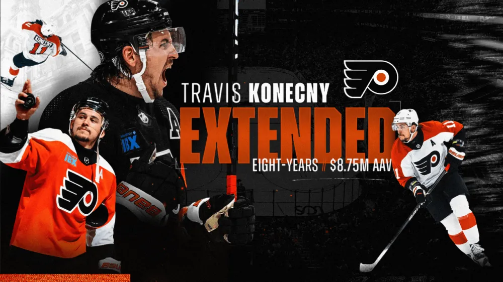 Travis Konecny Signs Eight-Year Contract Extension with Philadelphia Flyers - Article Draft & Prospects sur NHL Insight