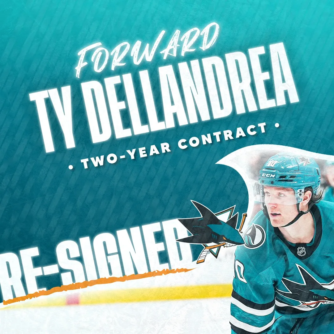 Sharks sign forward Ty Dellandrea to two-year extension - Article News sur NHL Insight